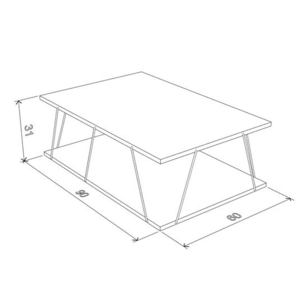 Iperbriko Industrial tavolino salotto rovere 90x60 cm basso