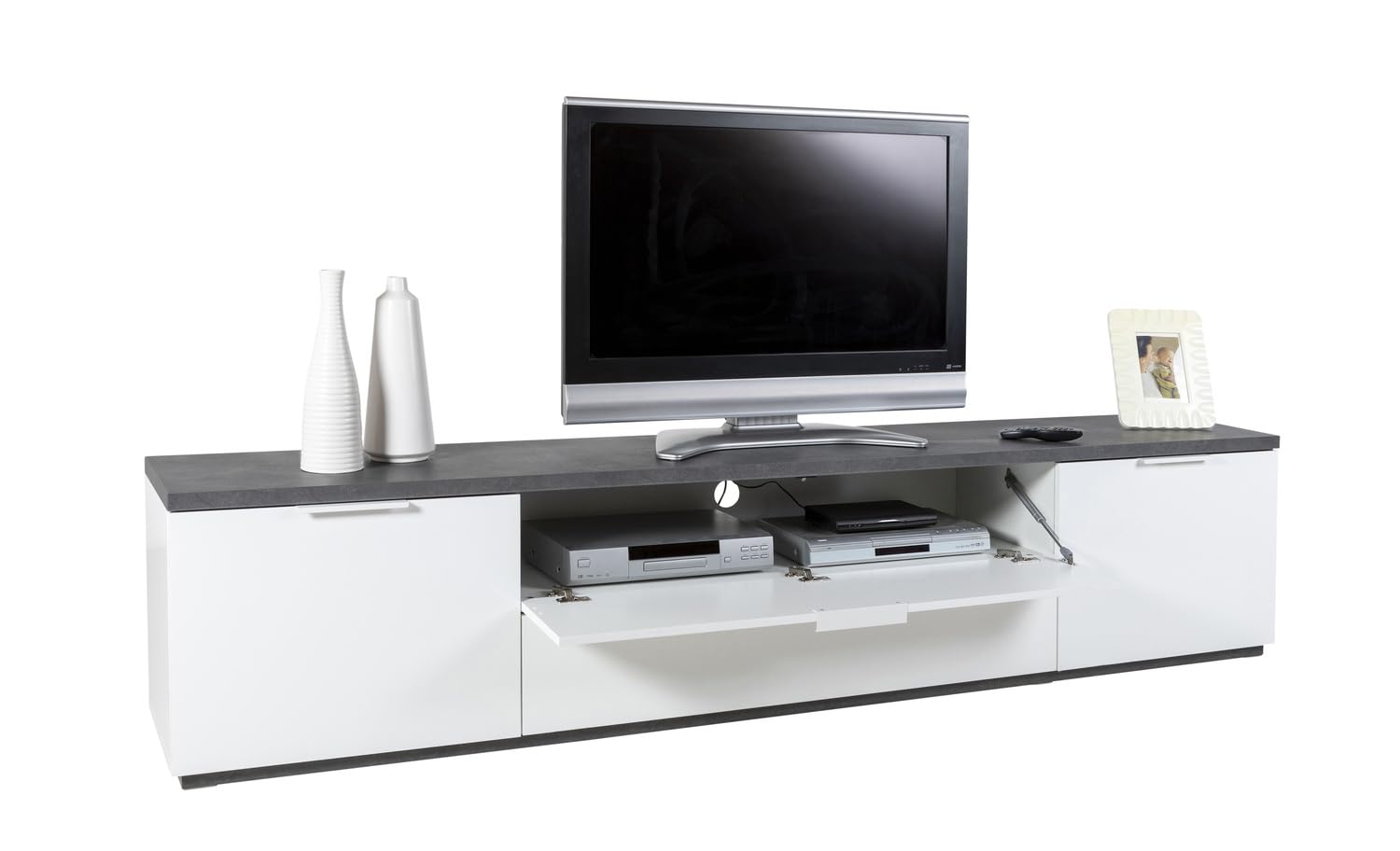 Composad Mundi mobile porta tv 2 ante 2 ribalte bianco-grigio 240