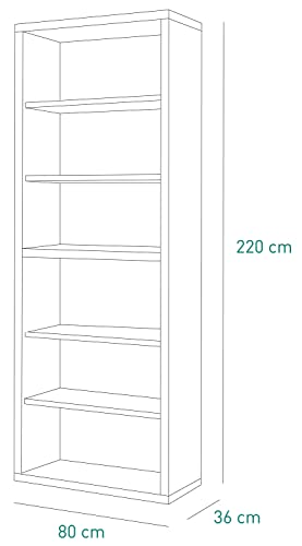 Composad Stampa Libreria Alta 5 Ripiani Rovere Bordeaux 80 cm