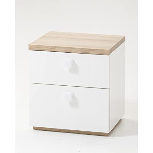 Composad Globo Comodino 2 Cassetti Rovere Bianco 45x48 cm