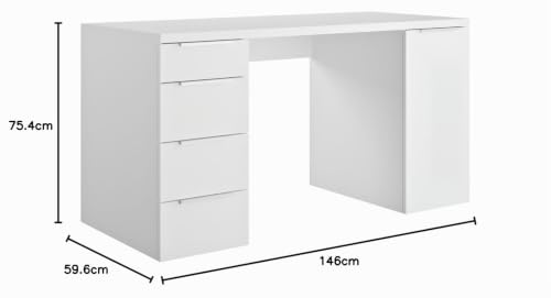 Composad Espresso scrivania 146 cm bianca 4 cassetti anta