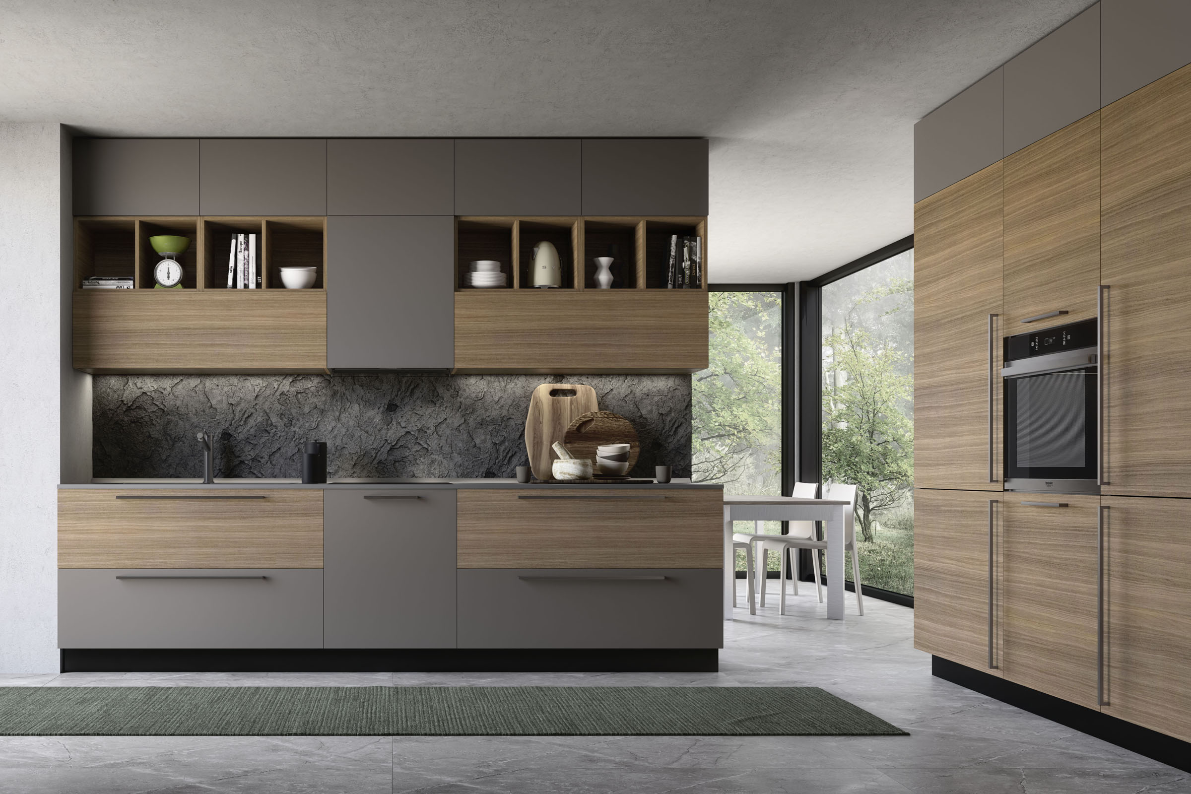 S75 Spot Chloé cucina eucalipto con living