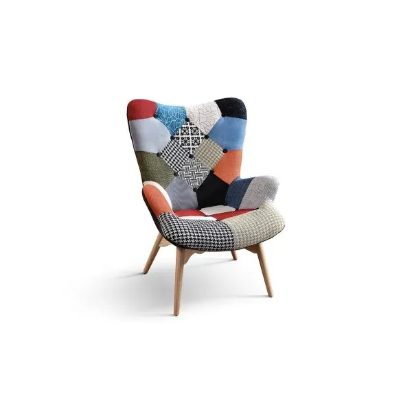 Epocantica Arlecchino poltrona patchwork multicolore bottoni