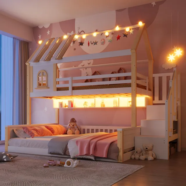 Dolamaní Letto a Castello Casetta 90x200+140x200 LED
