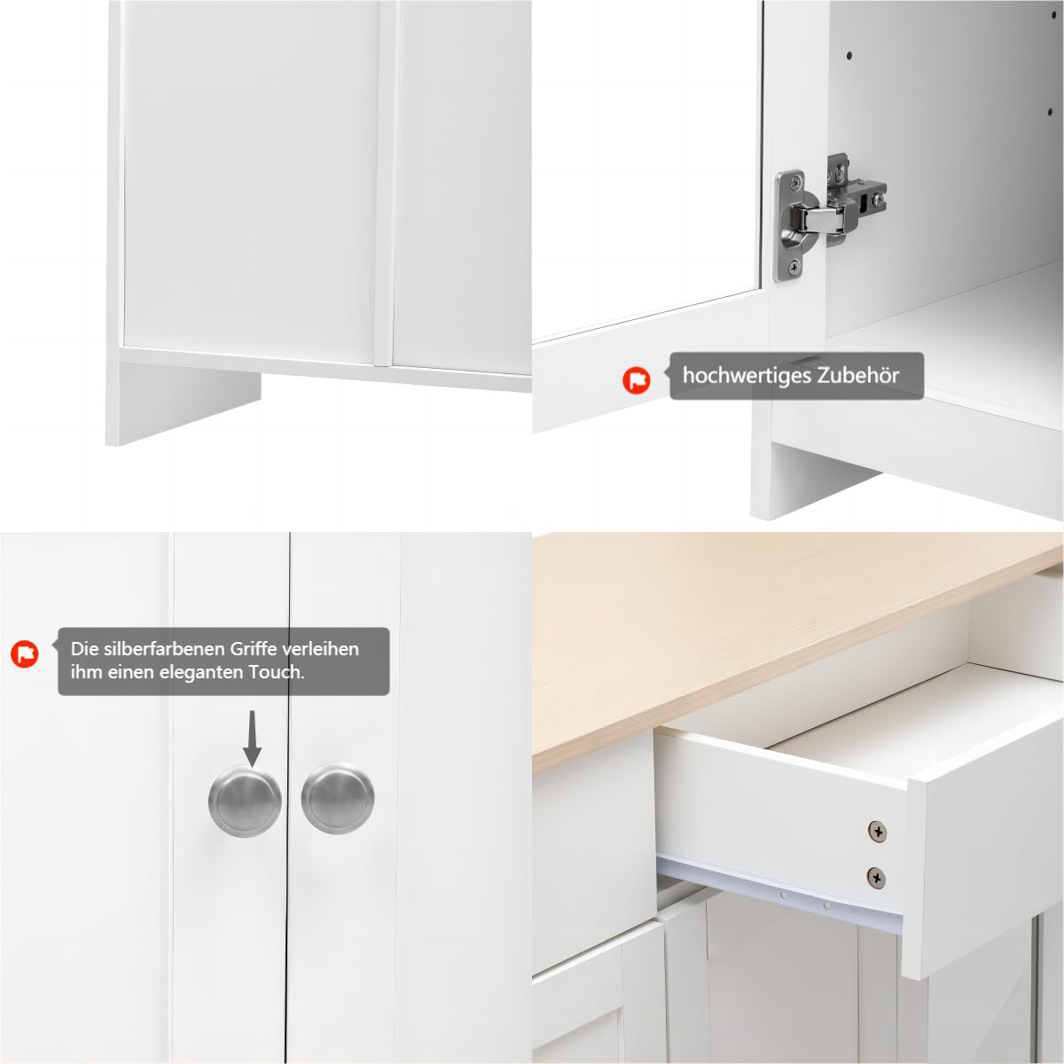 Dolamaní credenza bianca 120 cm 2 cassetti 4 ante
