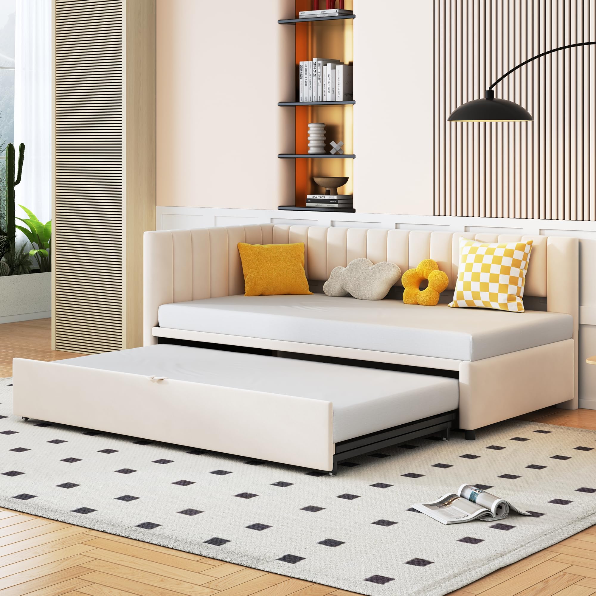 Dolamaní divano letto L beige velluto 90x200 estraibile