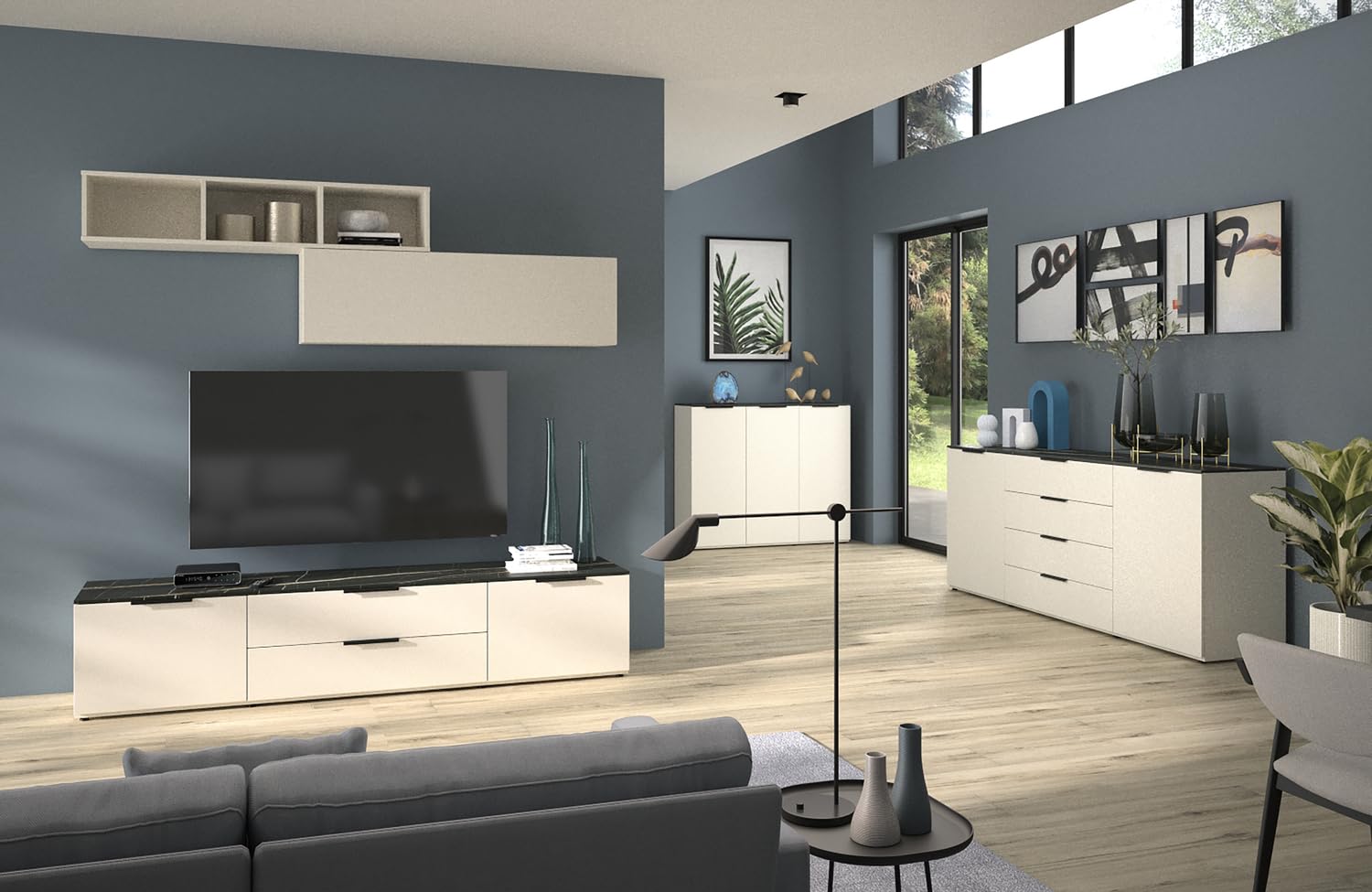 Composad Brina soggiorno completo 5 mobili grigio cashmere