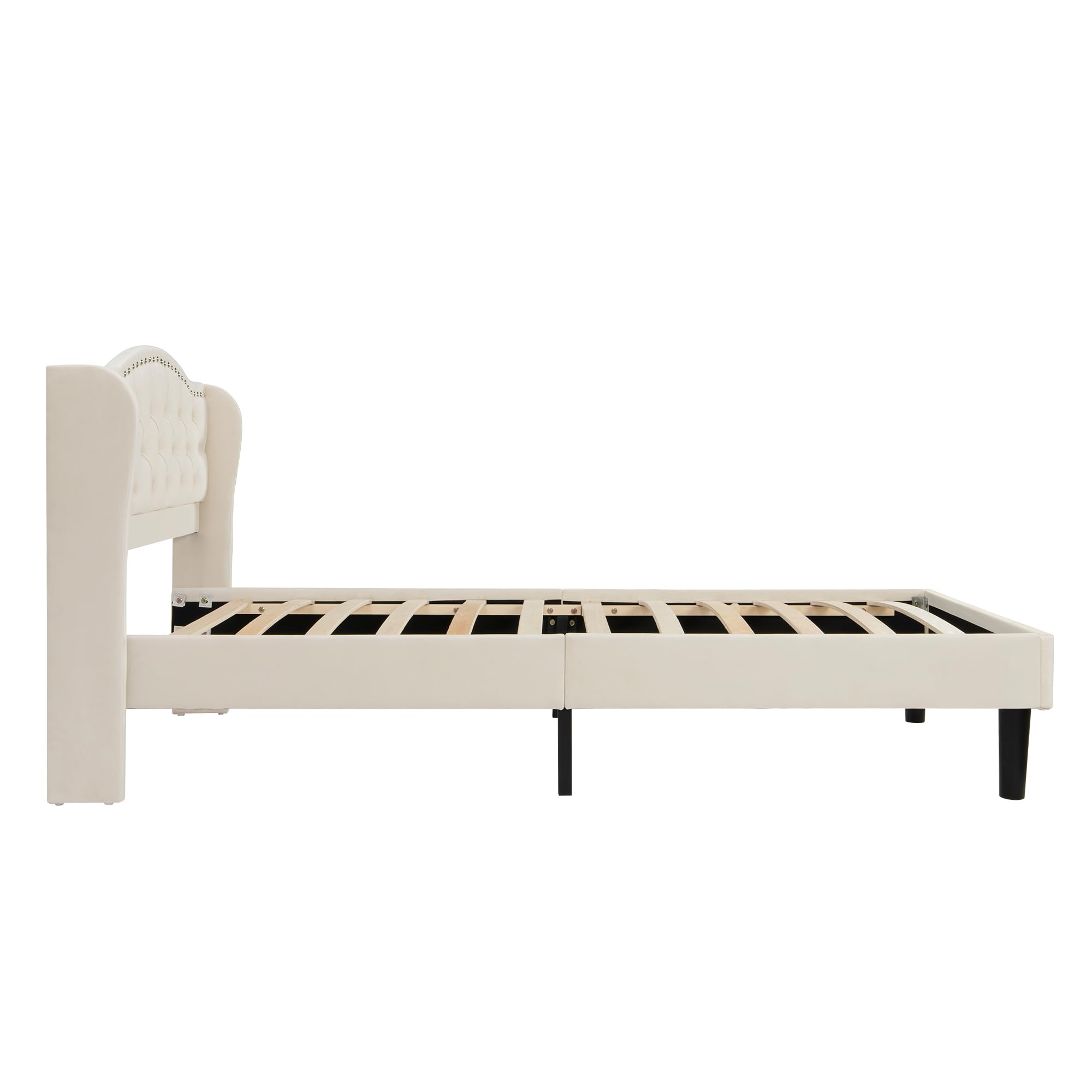 Dolamaní letto imbottito 90x200 velluto beige testiera