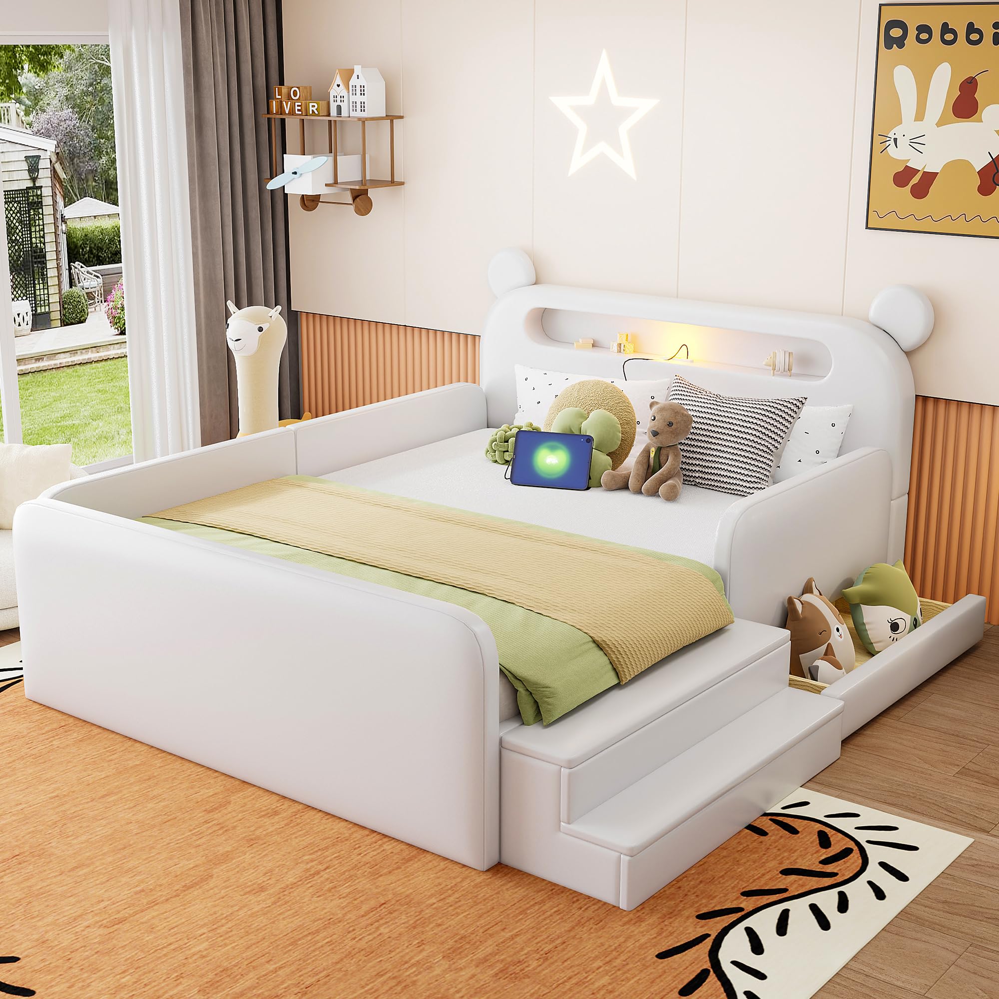 Dolamaní Letto Bambini Orso 140x200 Bianco Ecopelle