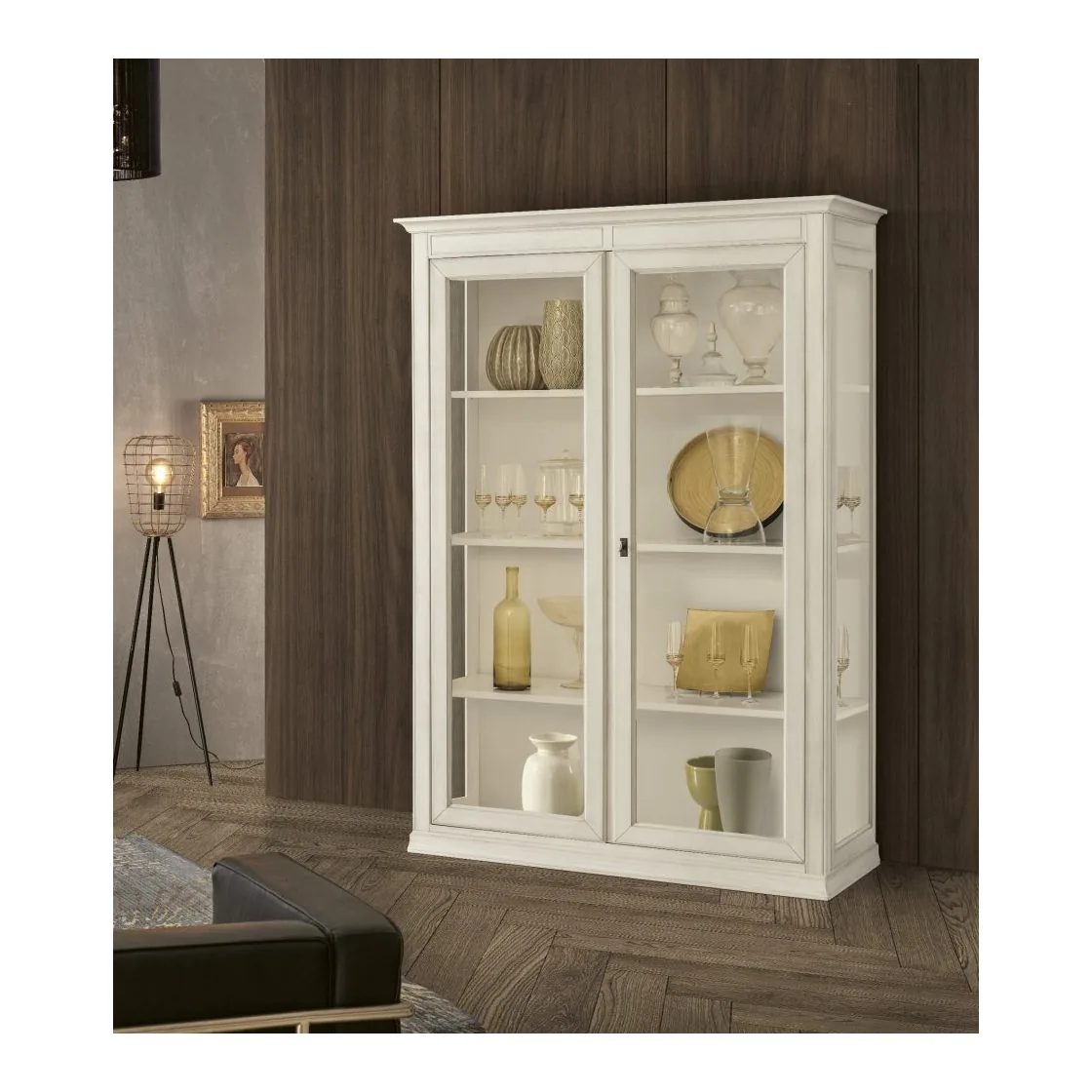 Epocantica Arte Povera vetrina 2 porte 145 cm legno