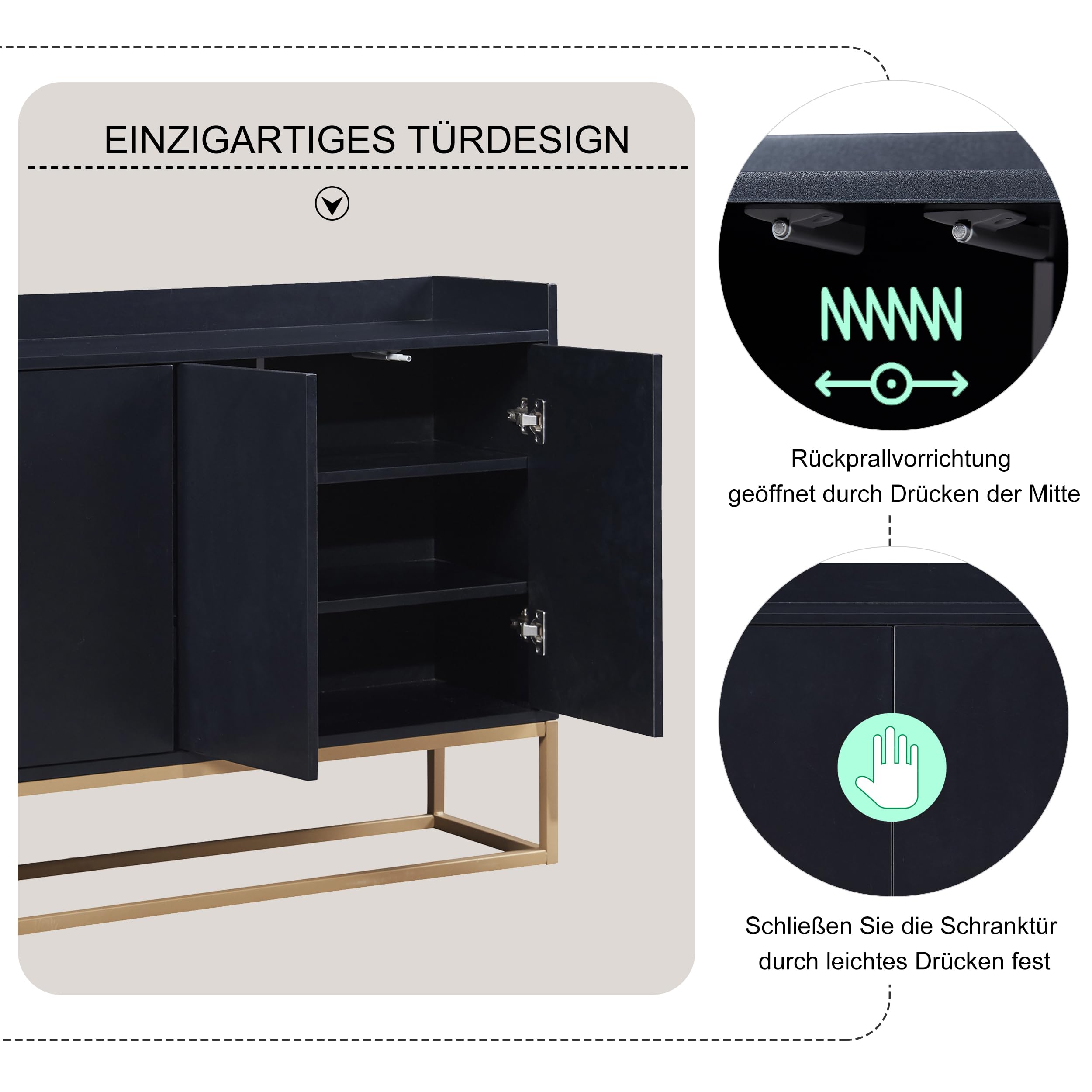 Dolamaní Credenza 120x30x80 nera 4 ante moderna