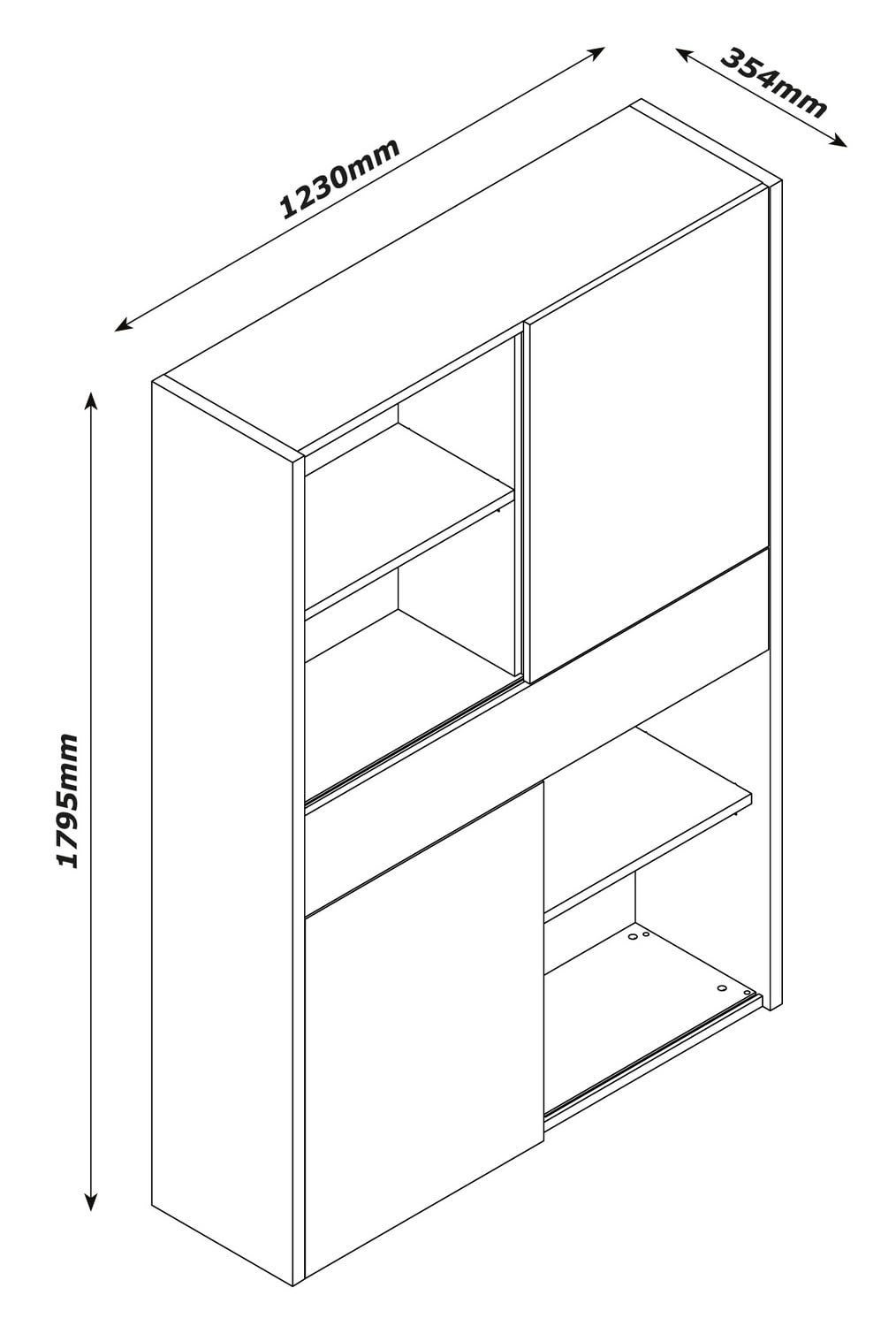 Composad Abile libreria 2 ante scorrevoli bianco rovere mielato