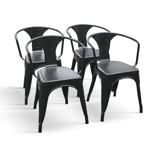 EPOCANTICA Set 4 Sedie Metallo con Schienale grigio