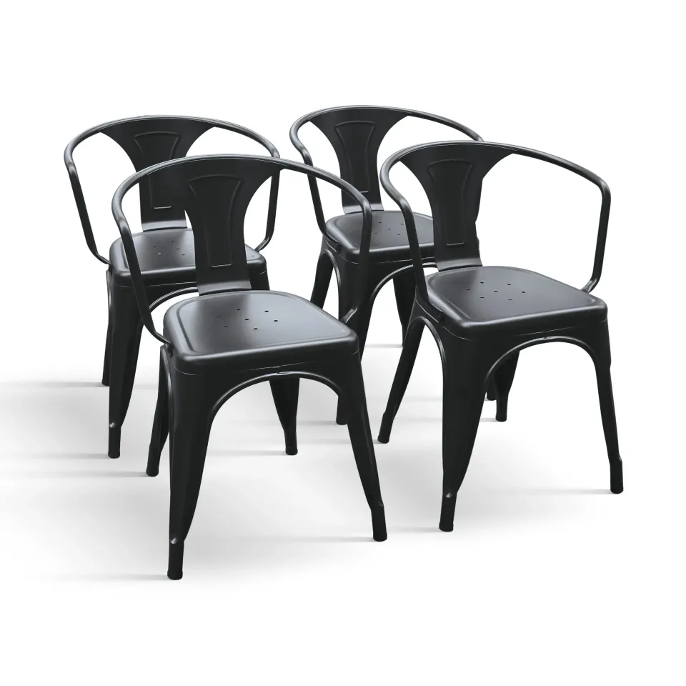 EPOCANTICA Set 4 Sedie Metallo con Schienale grigio