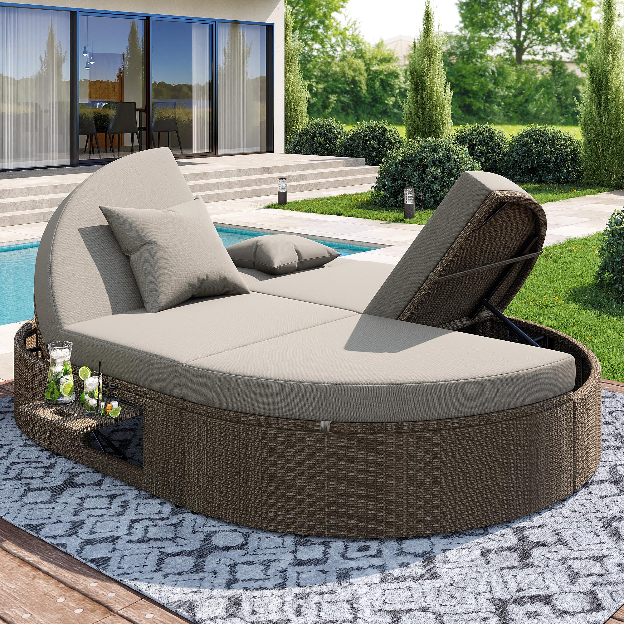 Dolamani lettino prendisole rattan 2 posti 200x140 reclinabile