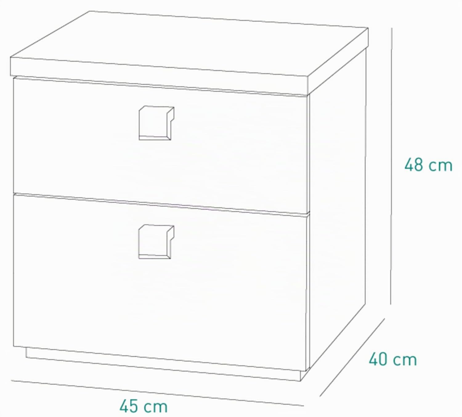Composad Globo Comodino 2 Cassetti Rovere Bianco 45x48 cm