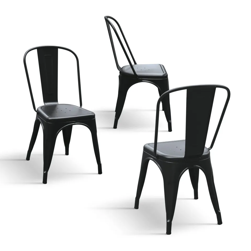 Epocantica sedia metallo schienale set 4 pezzi grigio