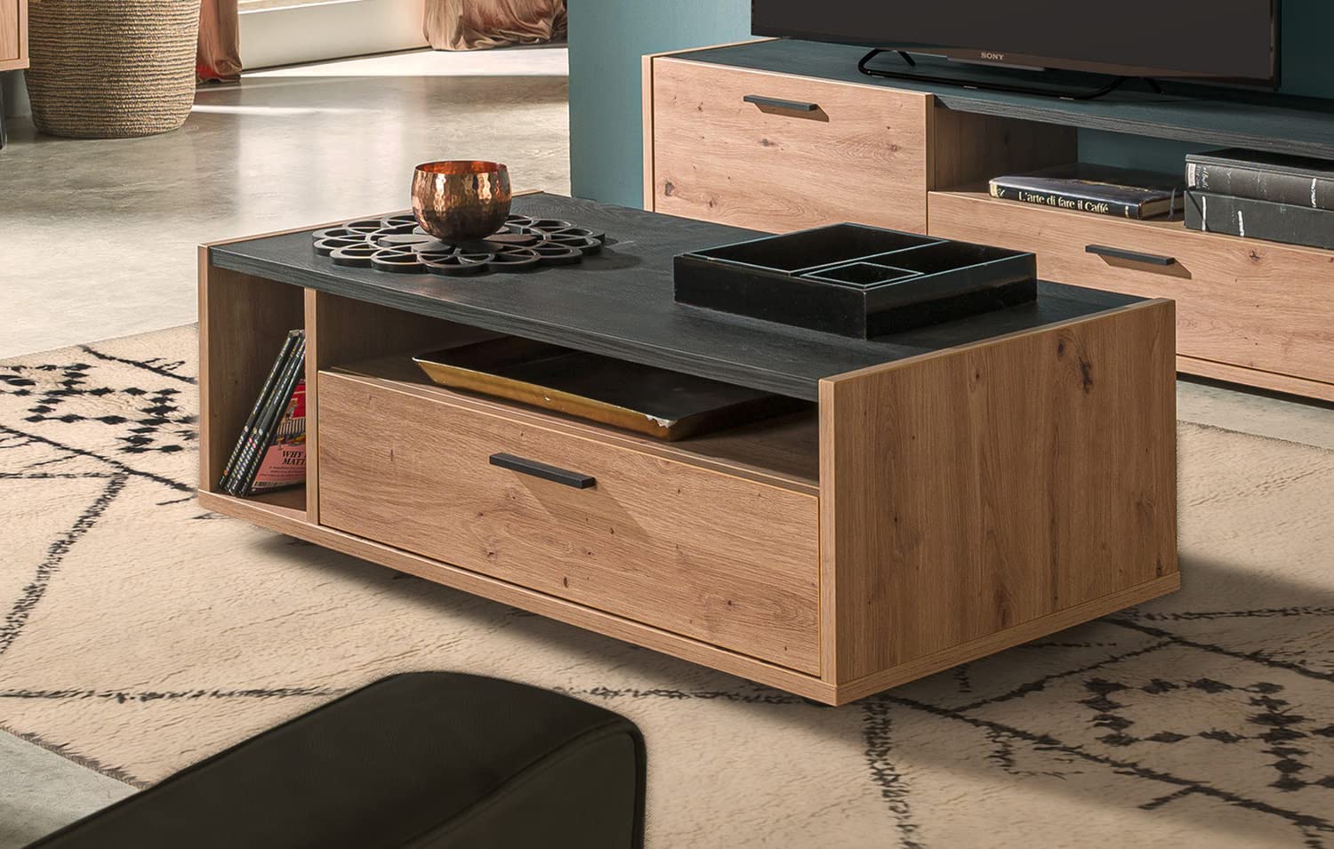 Composad Vitruvia tavolino 1 cassetto rovere nero