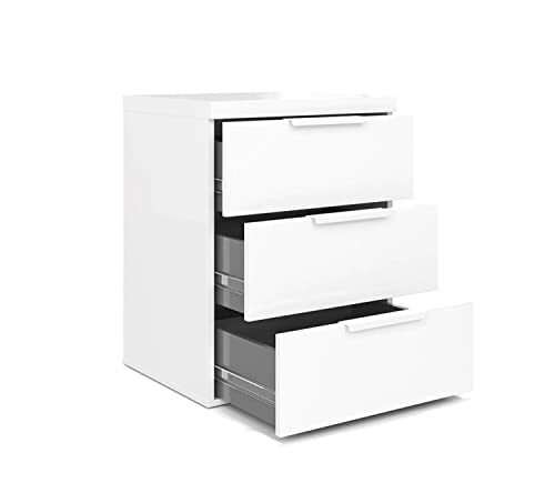 Composad comodino 3 cassetti bianco laccato stretto