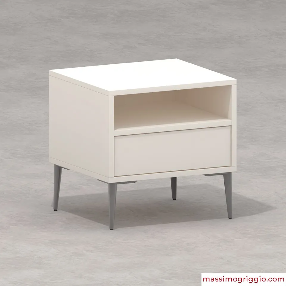 Massimo Griggio Comodino 1 Cassetto Small con Vano e Gambe