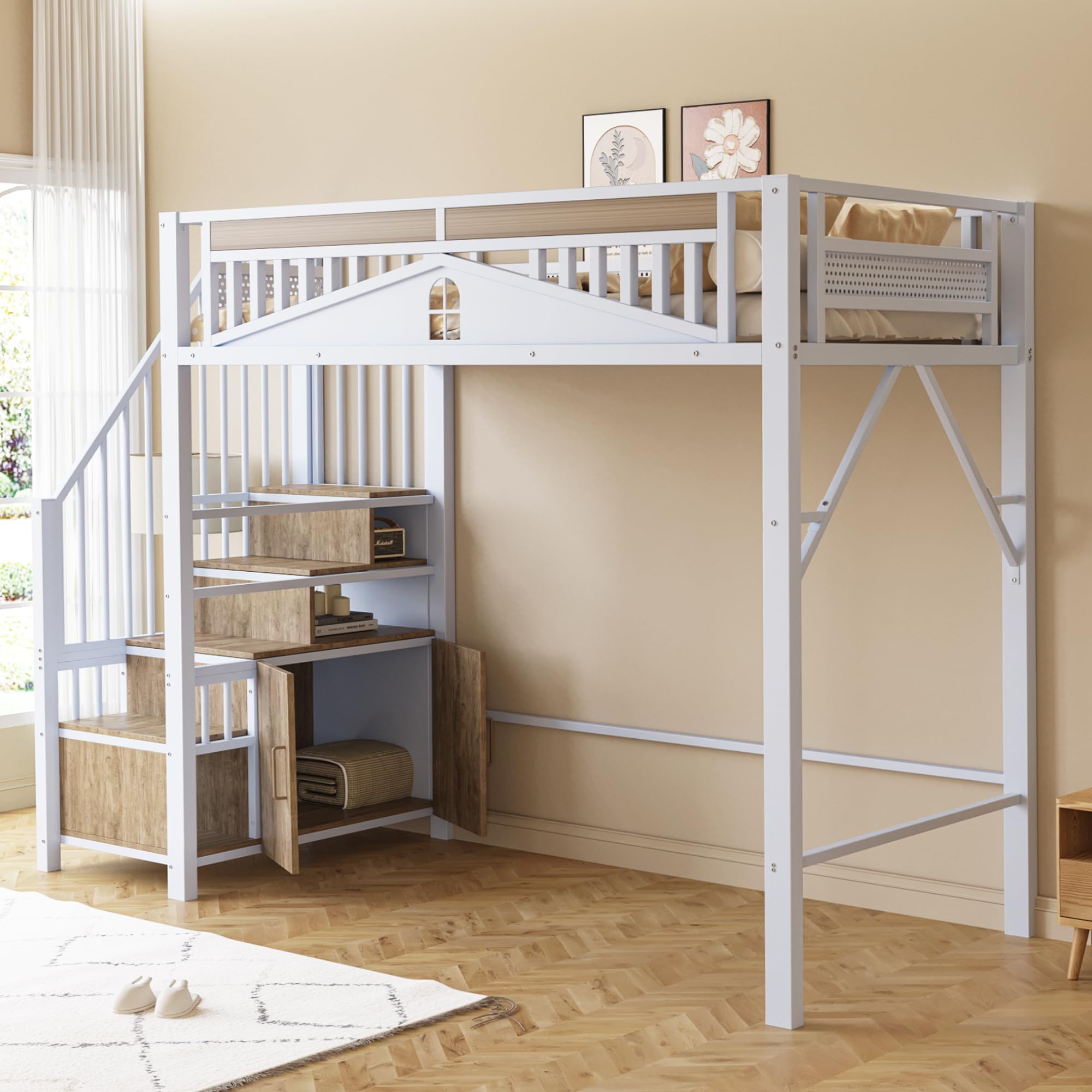 Dolamani Bianco B Letto a Soppalco Metallo 90x200 cm