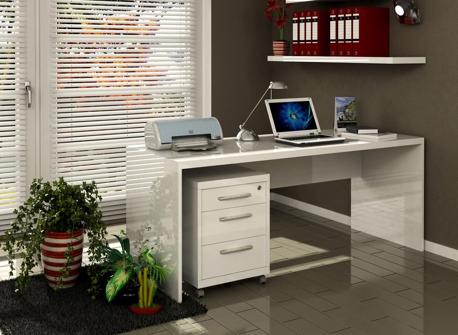 Composad Disegno scrivania 180x73x69 bianco laccato