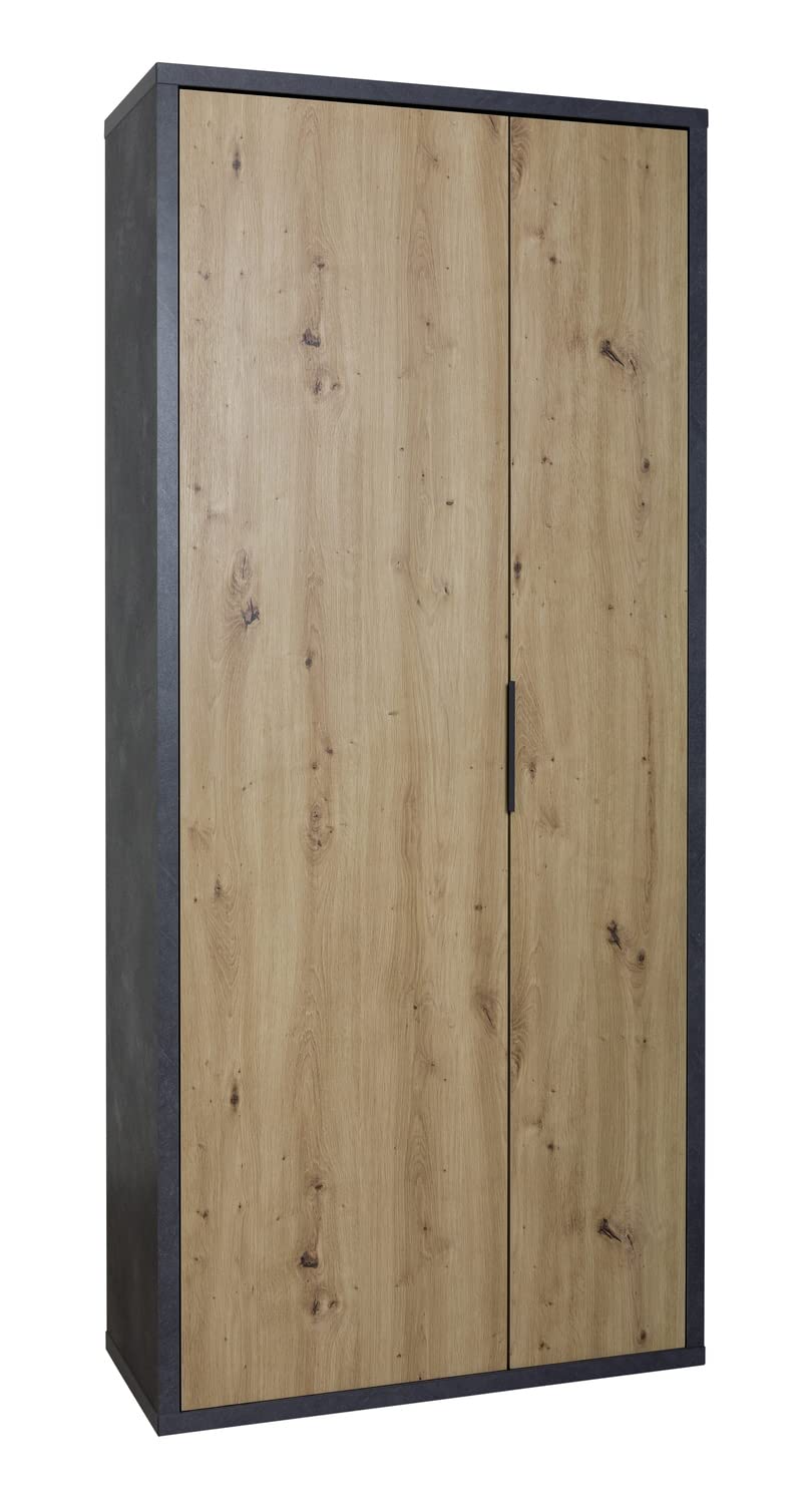 Composad Segno Armadio 2 Ante 6 Ripiani Rovere Grigio 85 cm