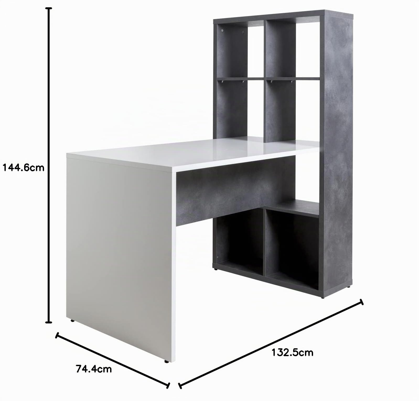 Composad Velata scrivania con libreria 8 vani grigio bianco