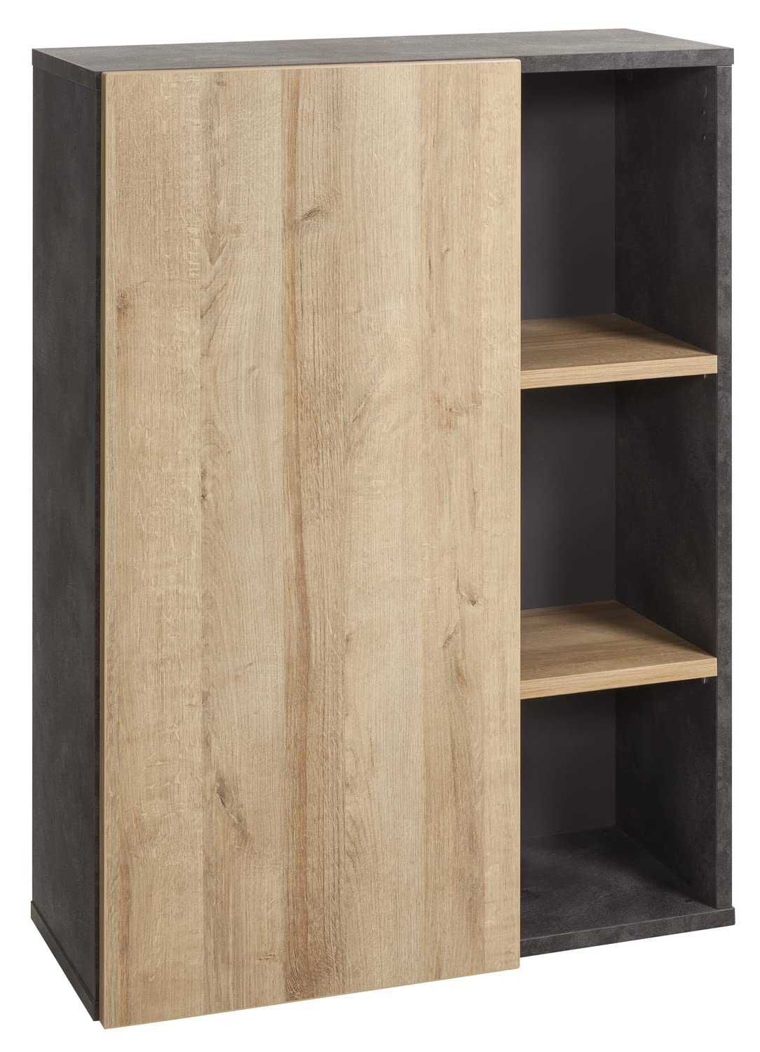 COMPOSAD Core Libreria Bassa 1 Anta 3 Vani Rovere Grigio 80 cm