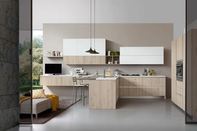S75 Supreme Ingrid Cucina Rovere Fiammato Penisola