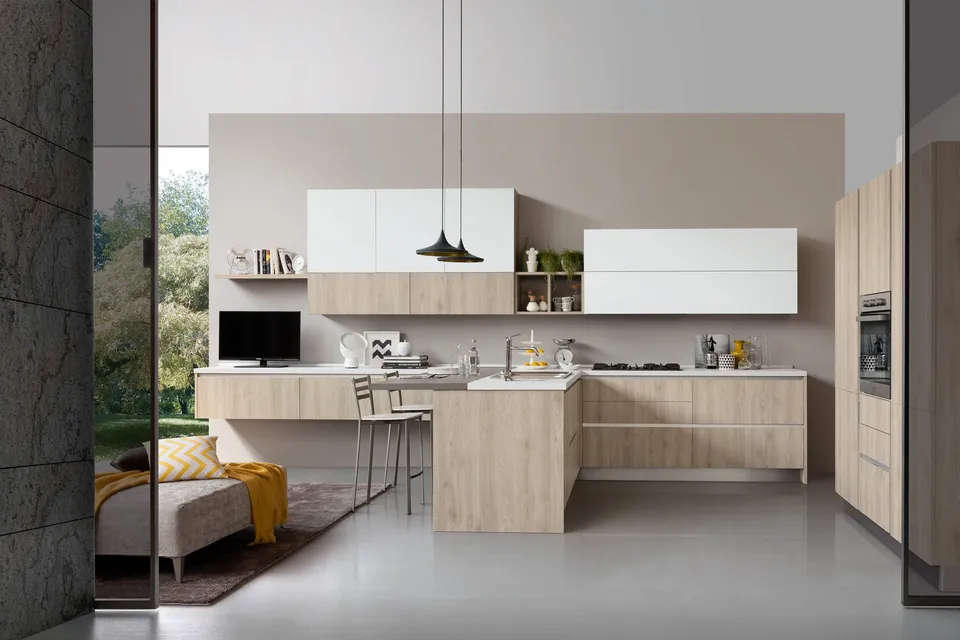 S75 Supreme Ingrid Cucina Rovere Fiammato Penisola