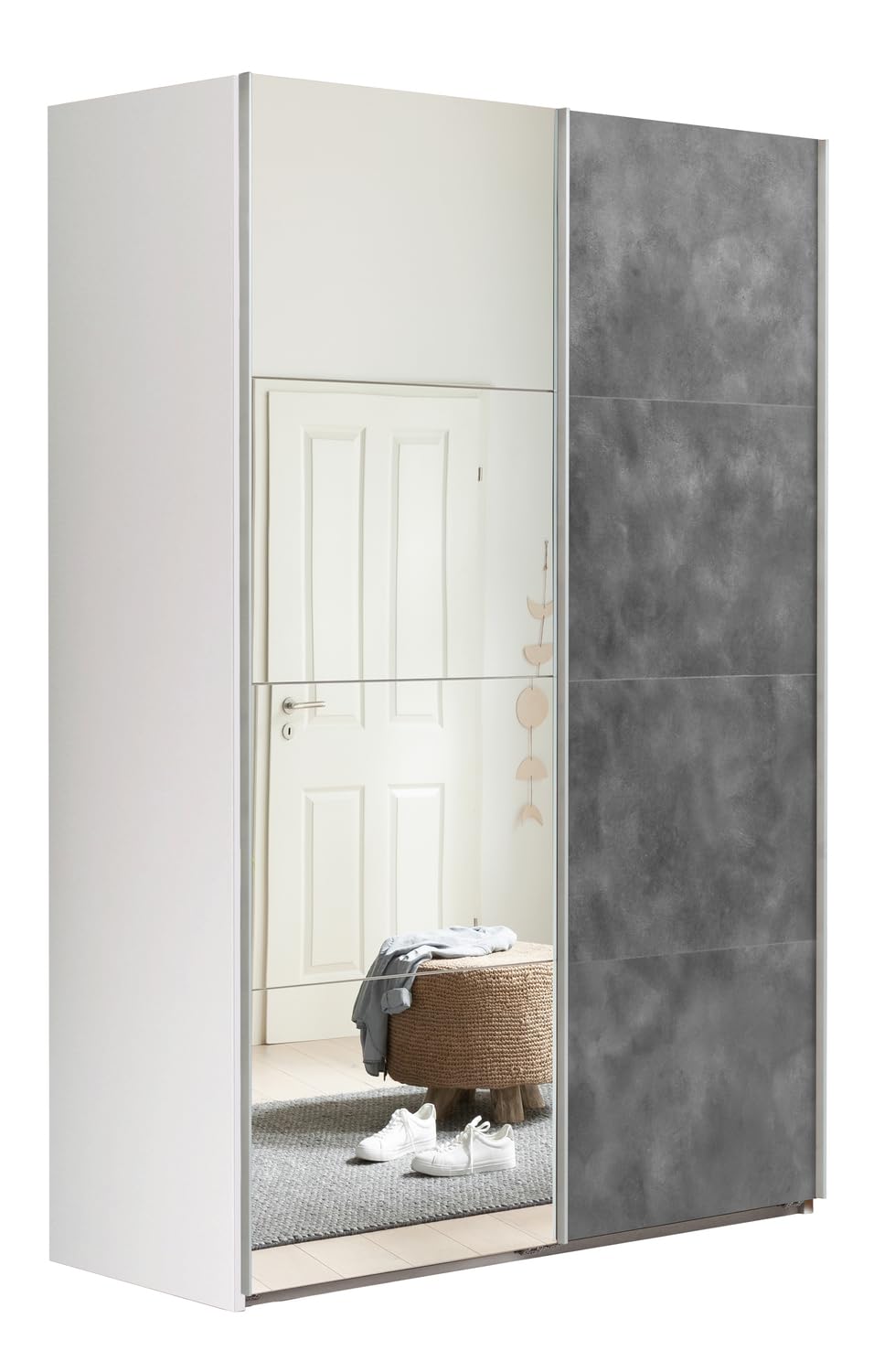 Composad Systema Armadio 2 Ante Scorrevoli 150 cm Grigio Bianco Specchio