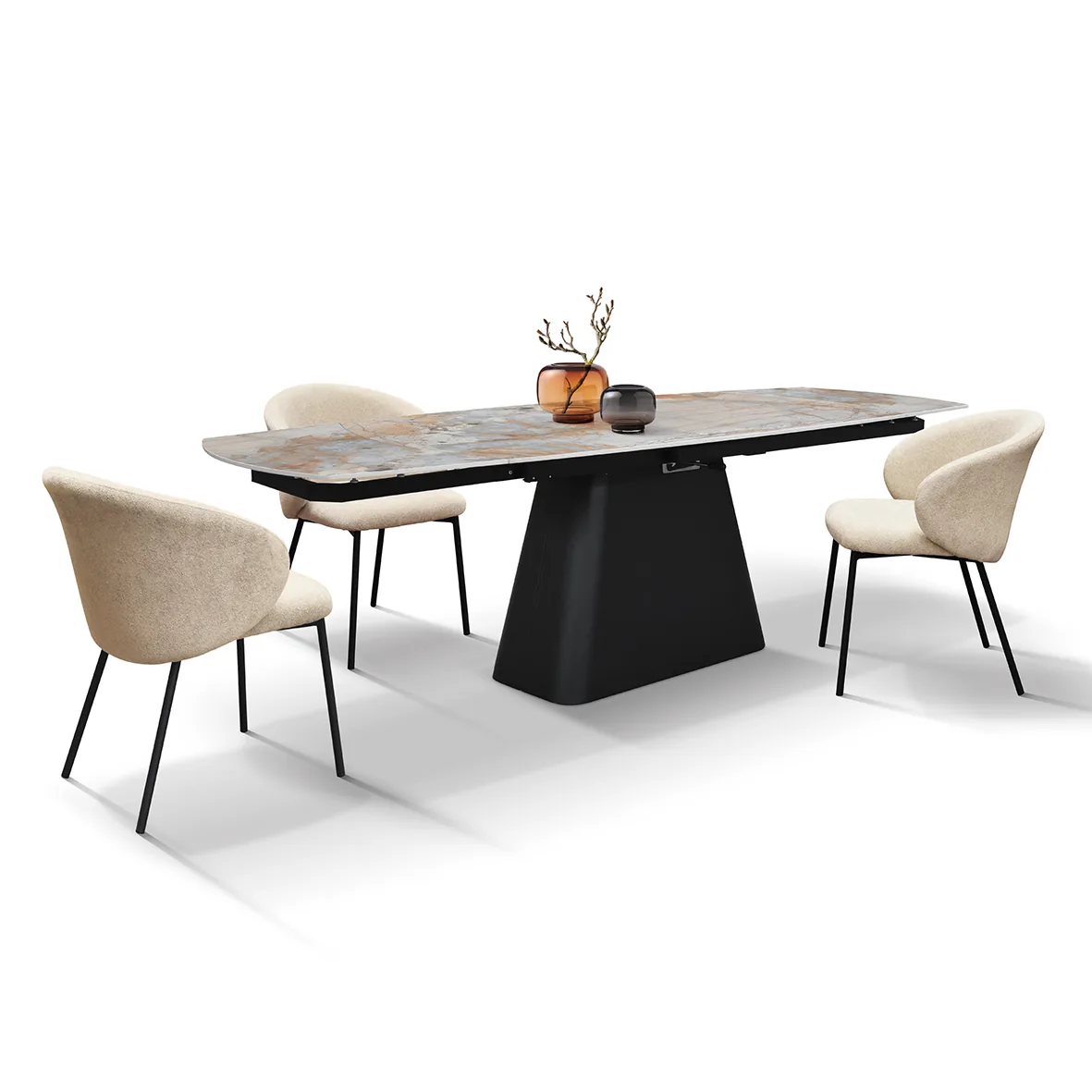 Epocantica tavolo allungabile ceramica terra nova base nera