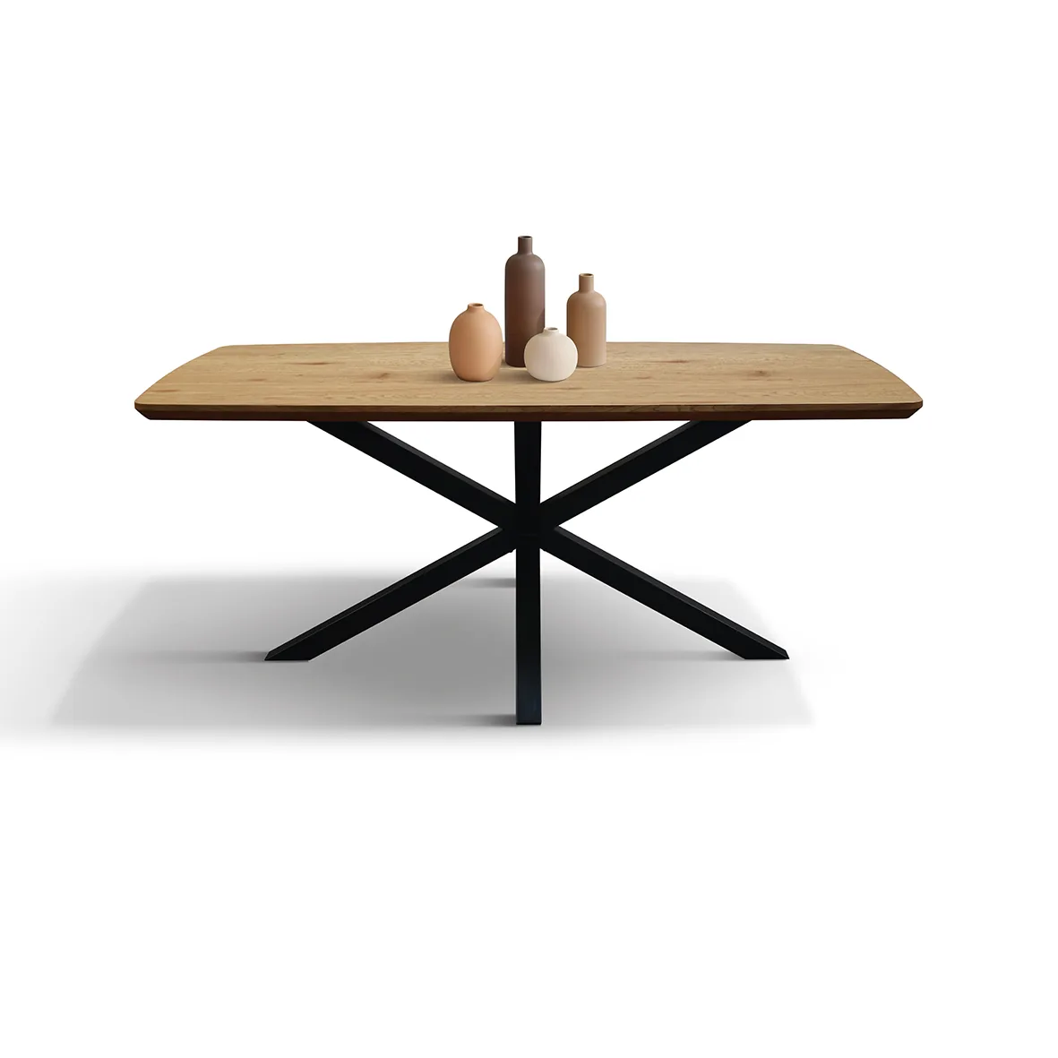 EPOCANTICA Tavolo Fisso Rovere Rustico 180x90 Gambe Metallo Nero