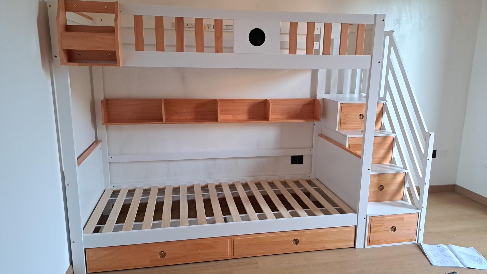 Dolamaní Letto a Castello 90x200 Scala 4 Vani Bianco Naturale