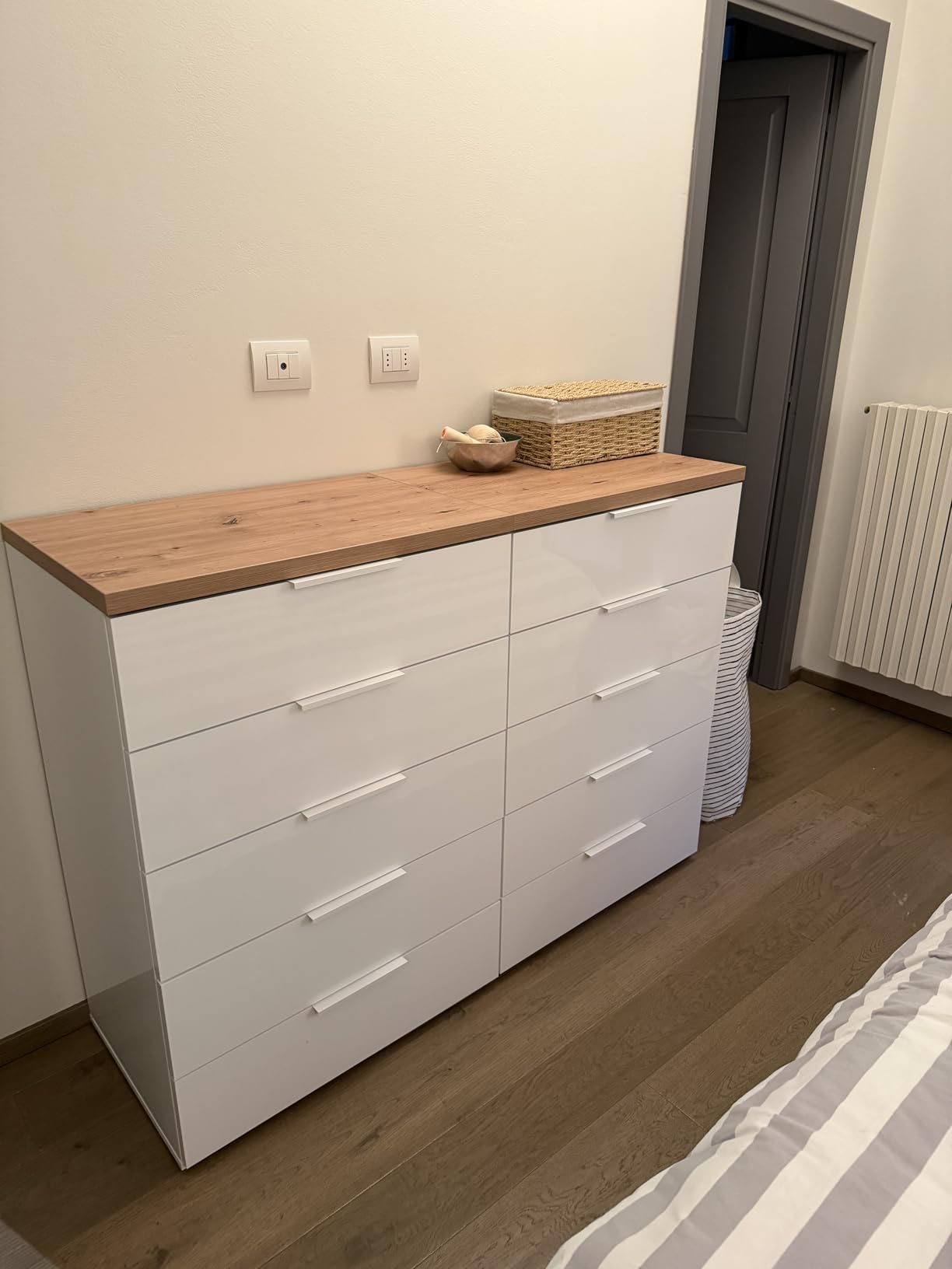 Composad Mundi Cassettiera 5 Cassetti Rovere Miele e Bianco