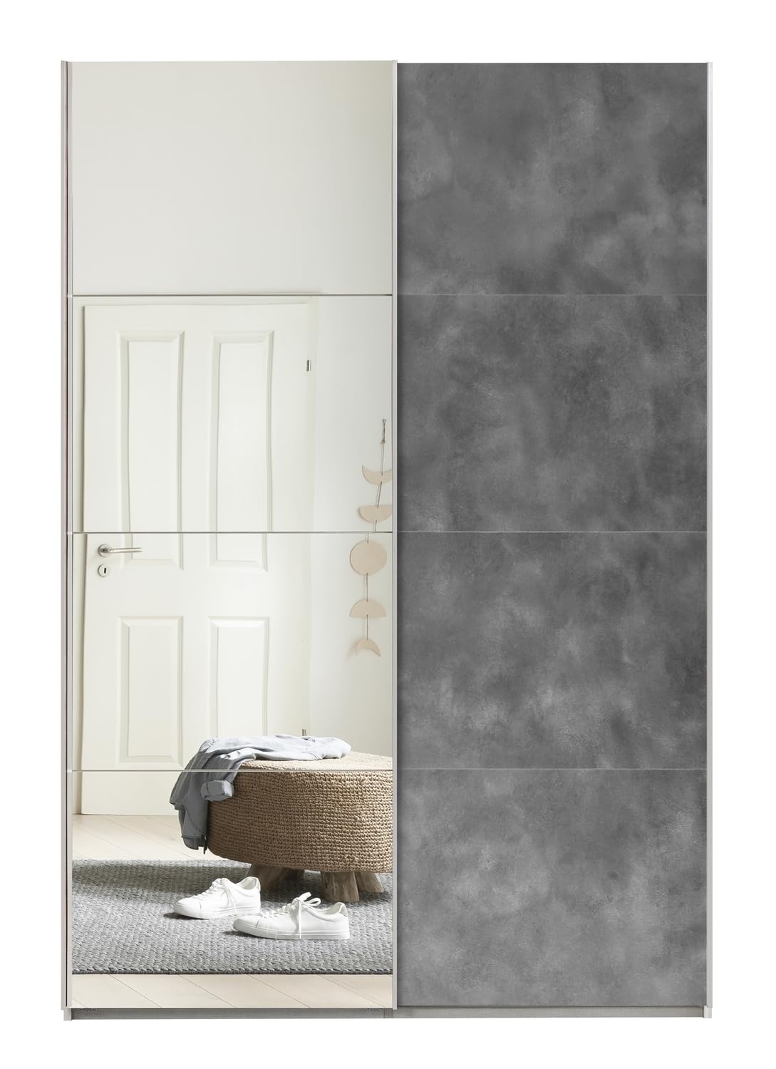 Composad Systema Armadio 2 Ante Scorrevoli 150 cm Grigio Bianco Specchio