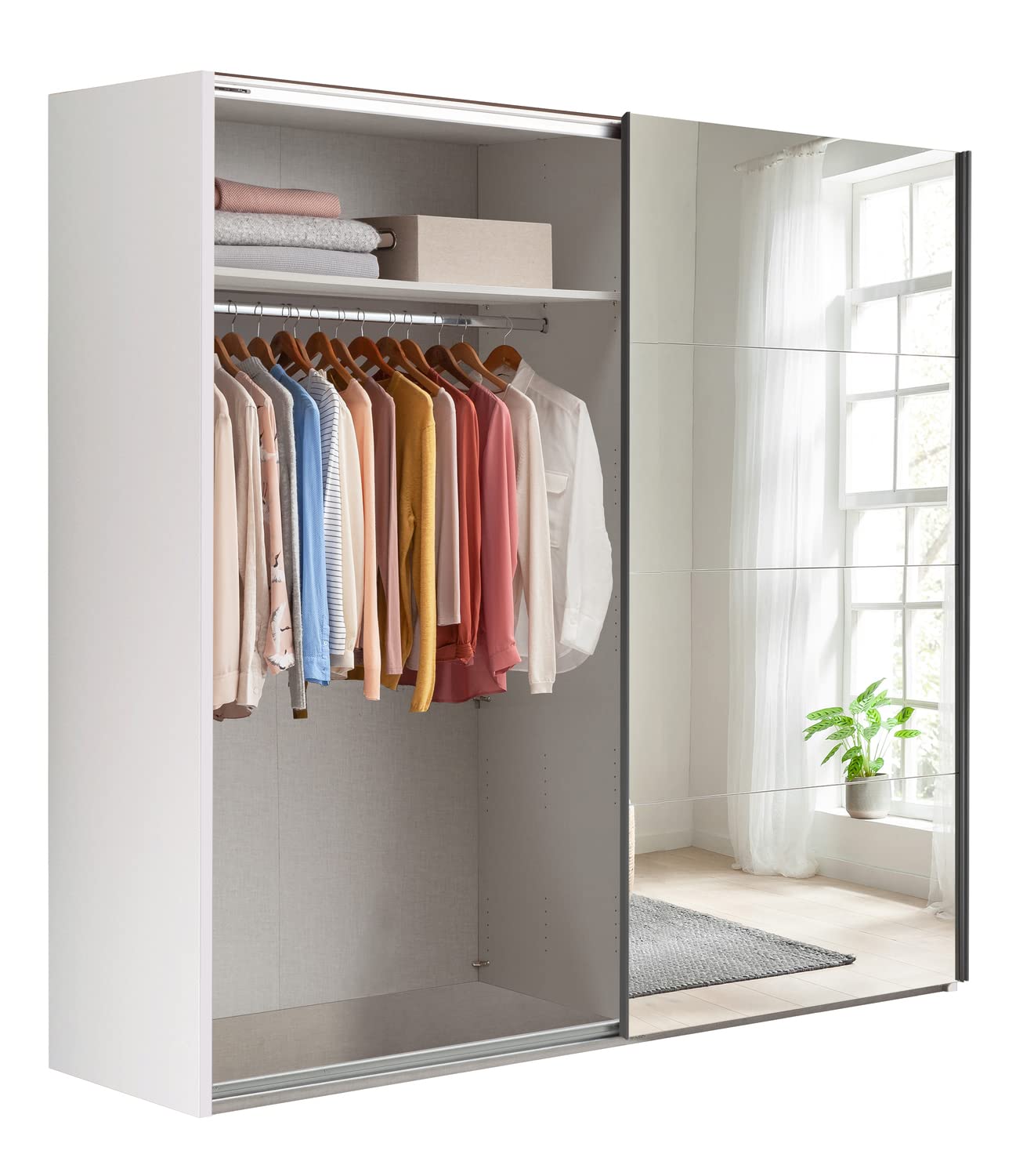 Composad Systema Armadio 2 Ante Scorrevoli 250 cm Bianco Grigio Specchio