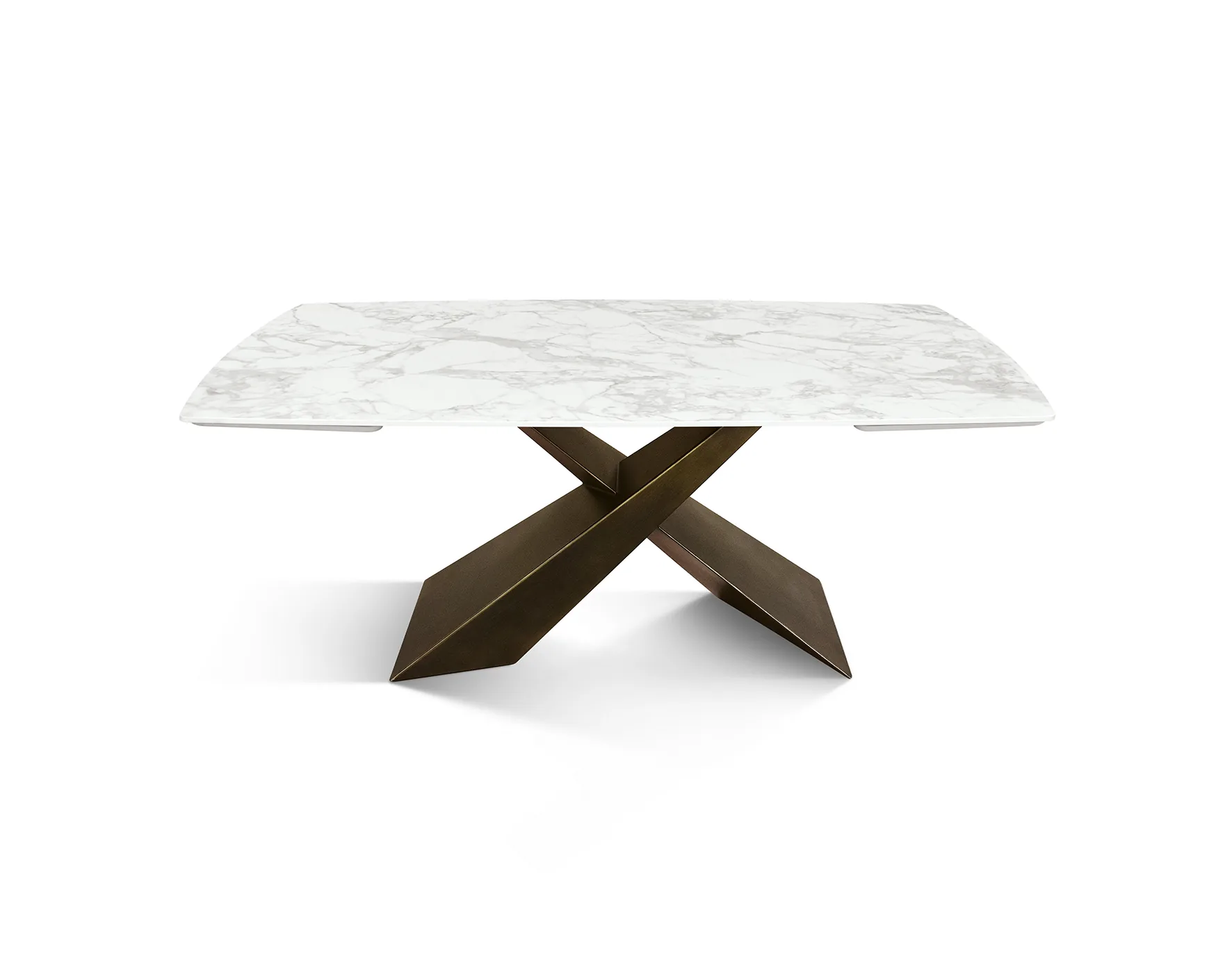 Epocantica Tavolo Ovale allungabile ceramica bianco statuario bronzo
