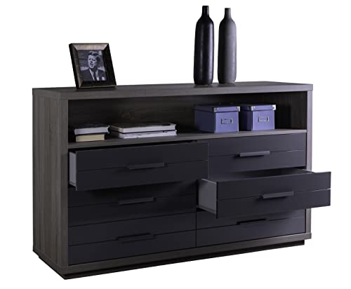 Composad cassettiera 6 cassetti e vano rovere e grigio