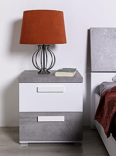 Composad Ador'A Comodino 2 Cassetti Cemento Bianco 49 cm