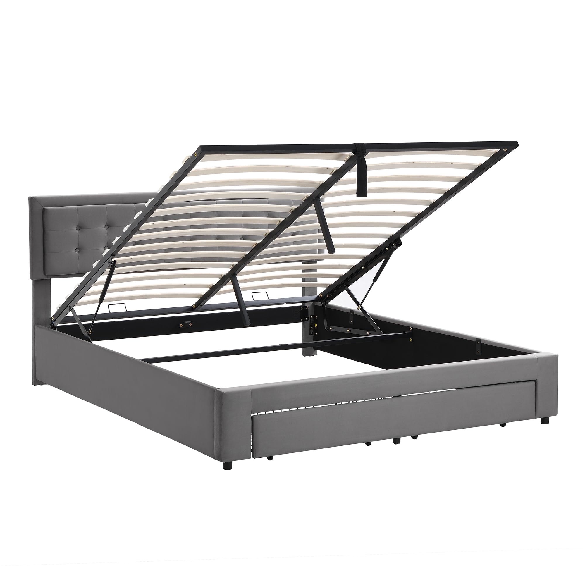 Dolamaní Letto Imbottito Grigio 180x200 Contenitore Tessuto
