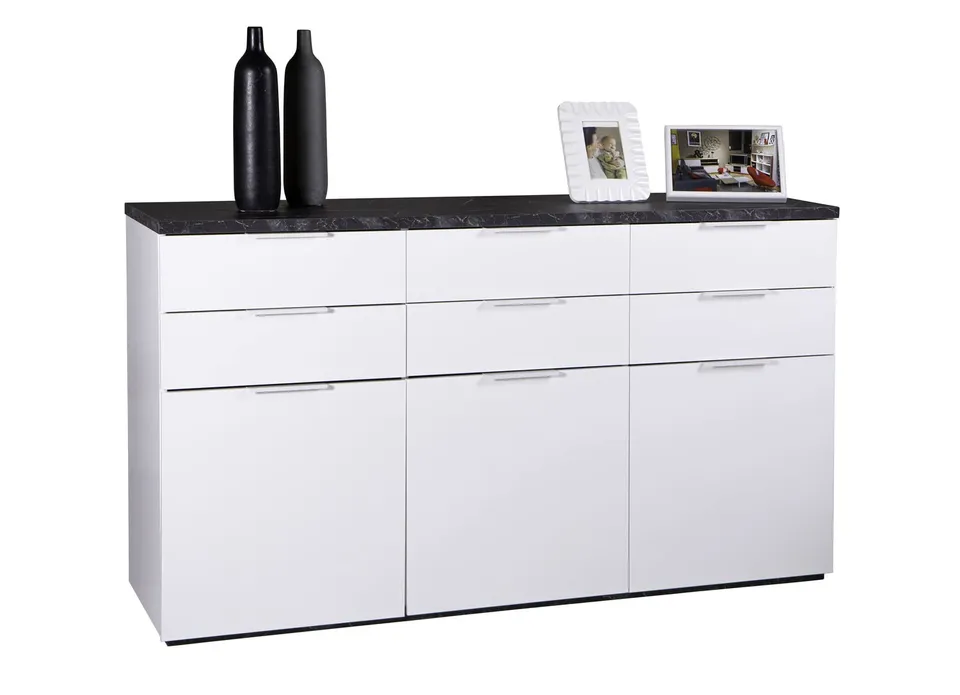 Composad Mundi Credenza 6 Cassetti 3 Ante Marmo Zebra Bianco