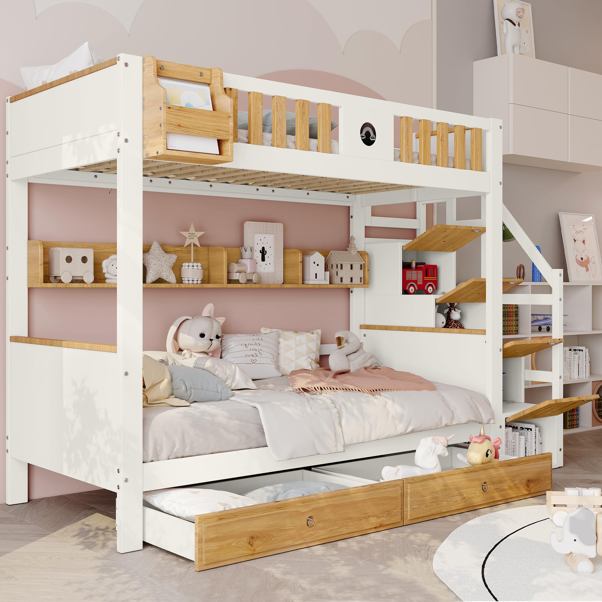 Dolamaní Letto a Castello 90x200 Scala 4 Vani Bianco Naturale