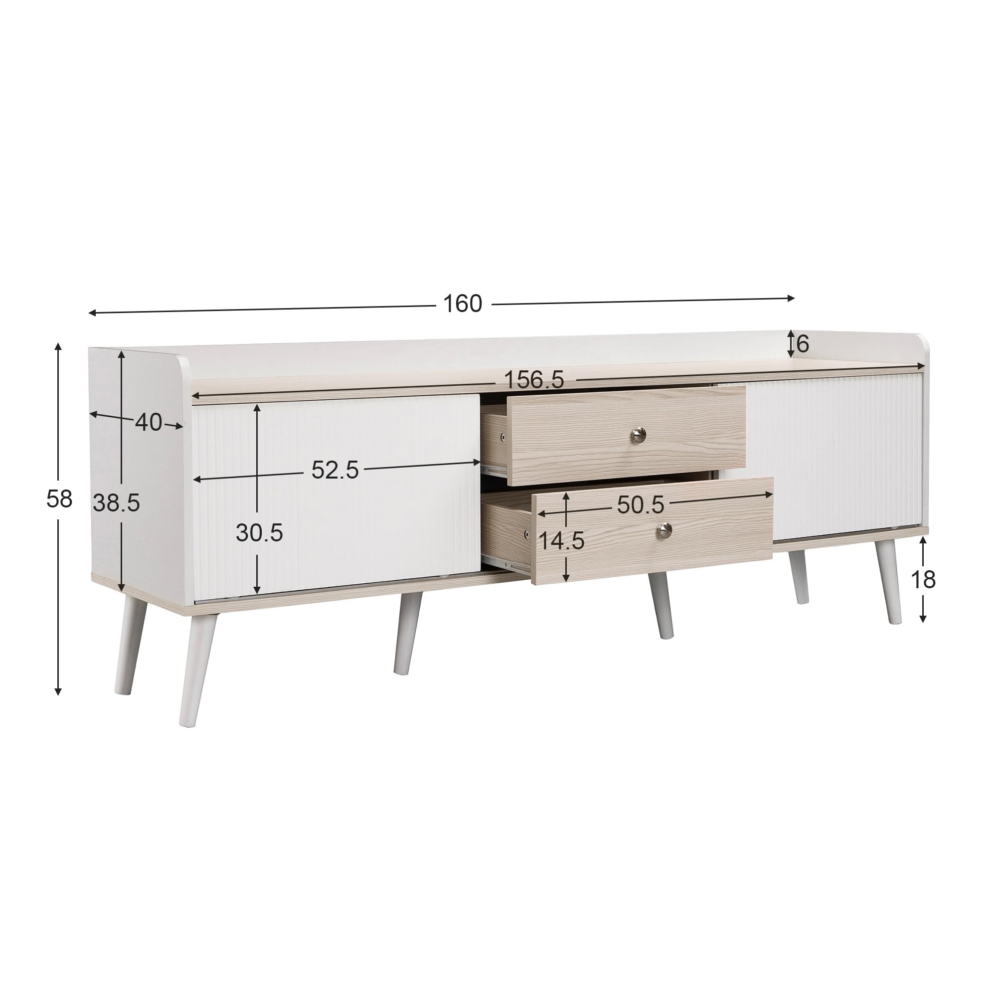 Dolamaní Mobile TV 160 cm Bianco 2 Cassetti Ante Scorrevoli