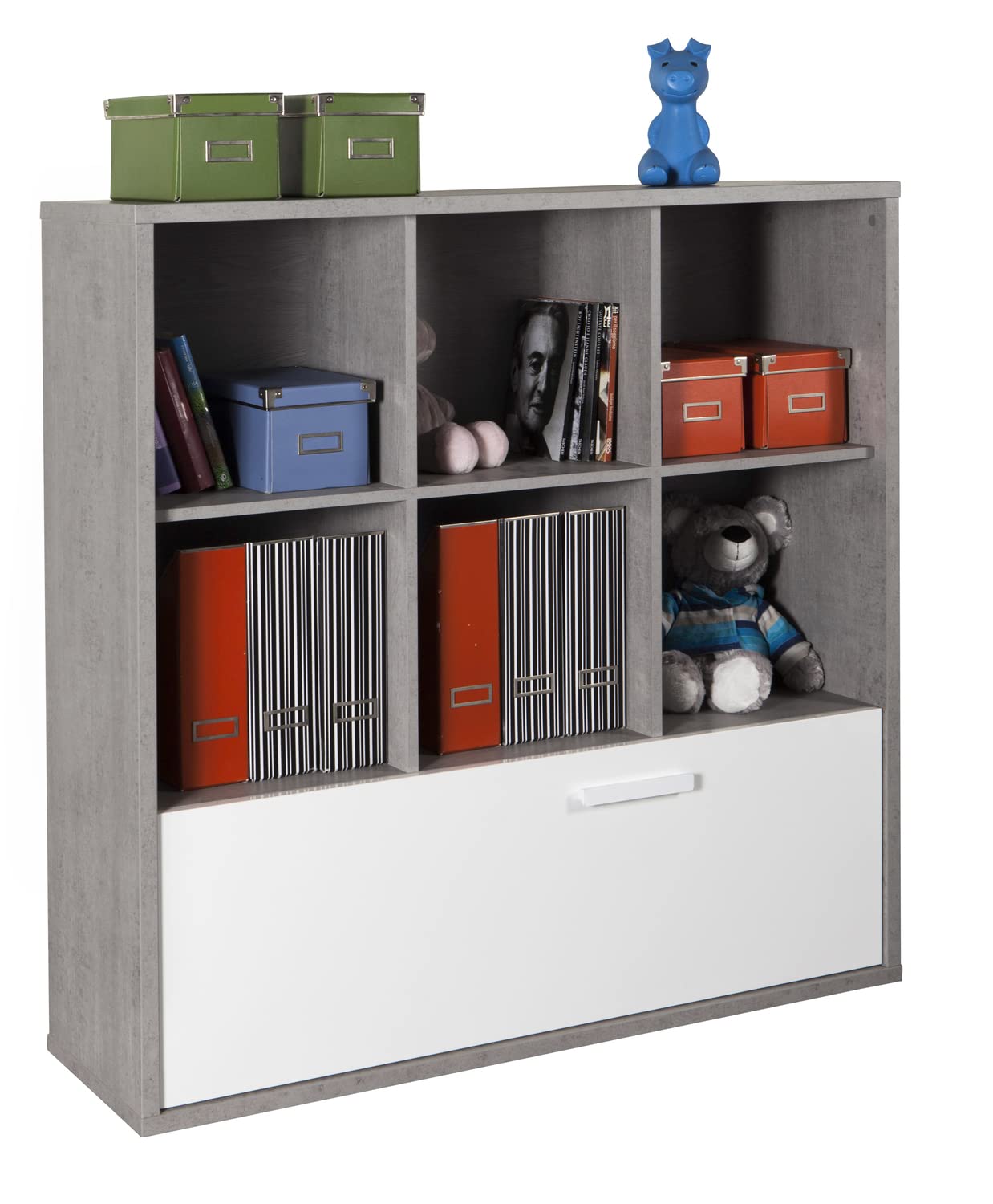 Composad Mipiace libreria 6 vani cassettone cemento bianco