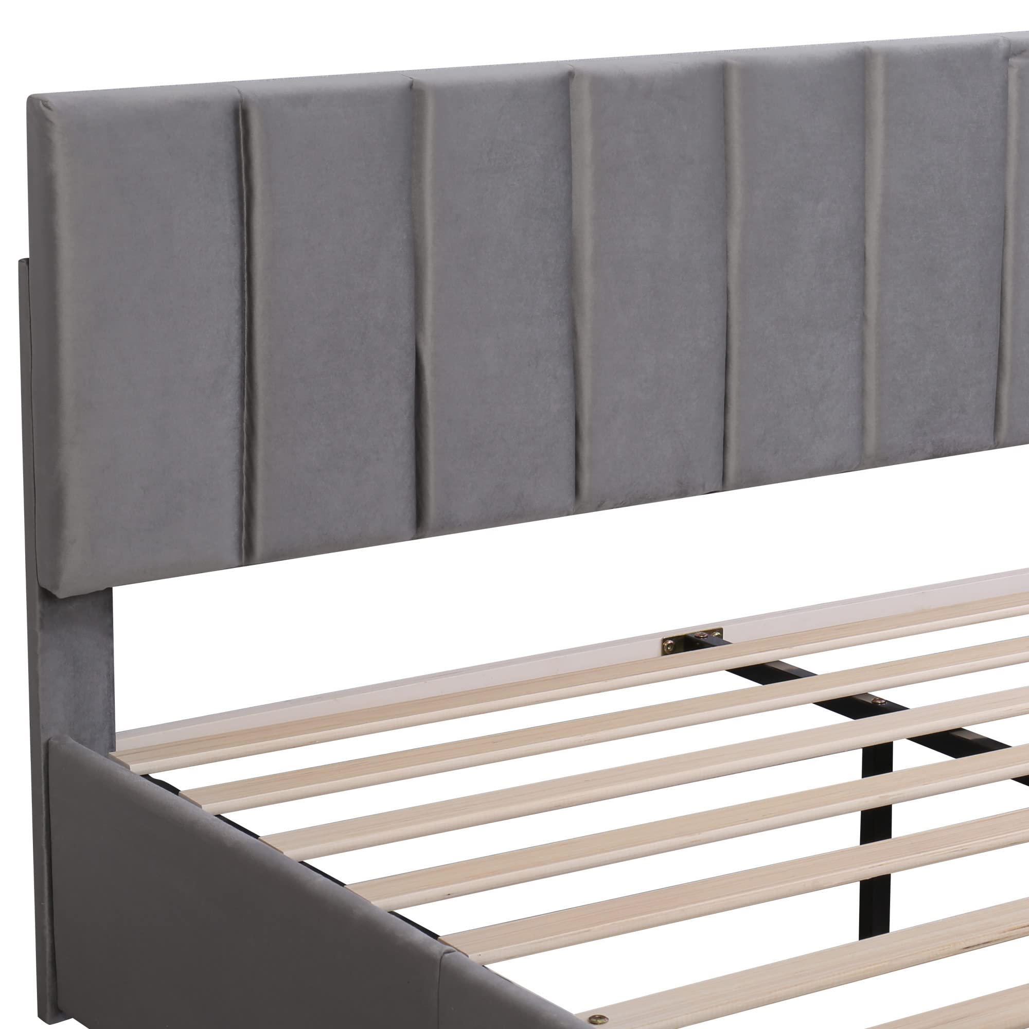 Dolamaní Letto matrimoniale 160x200 velluto grigio con 4 cassetti
