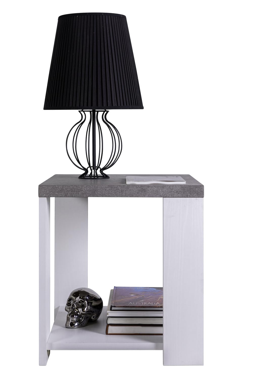 Composad Ador'A Tavolino Soggiorno Portariviste Cemento Bianco 51 cm