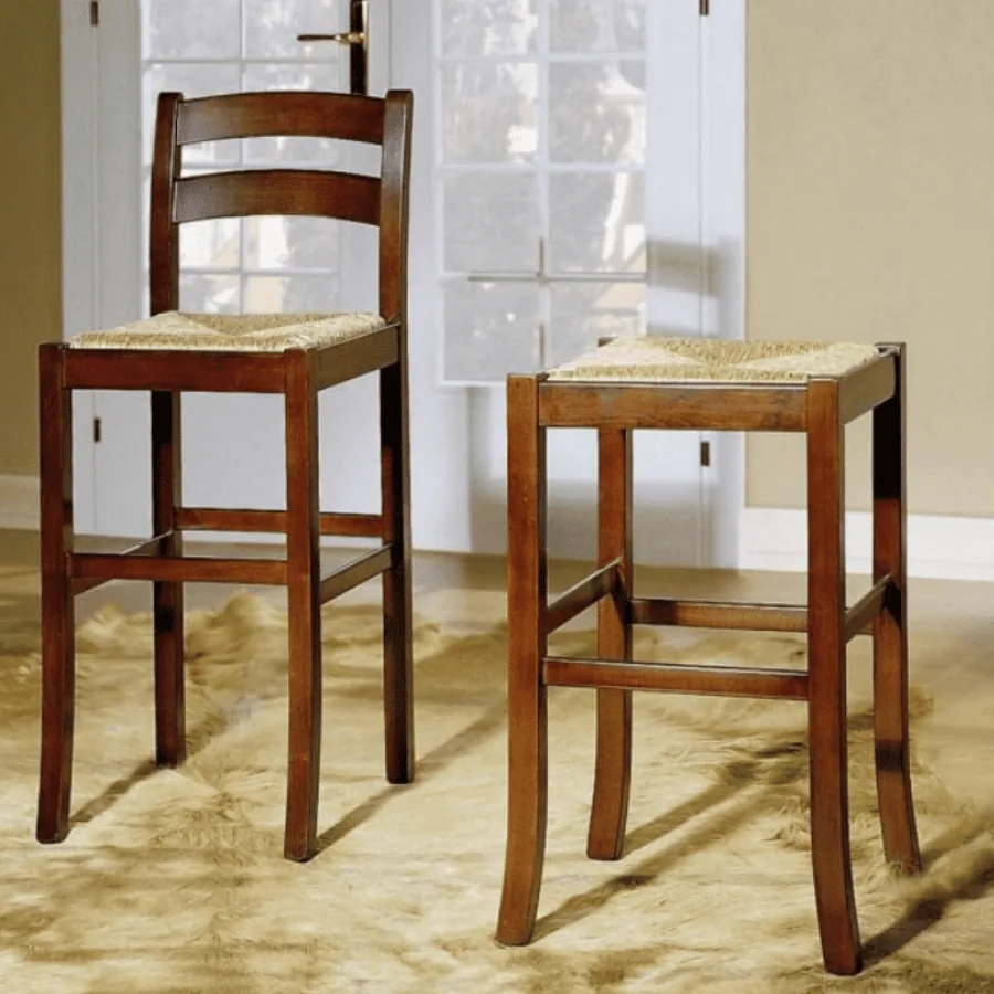 Epocantica sgabello legno seduta paglia 65 cm