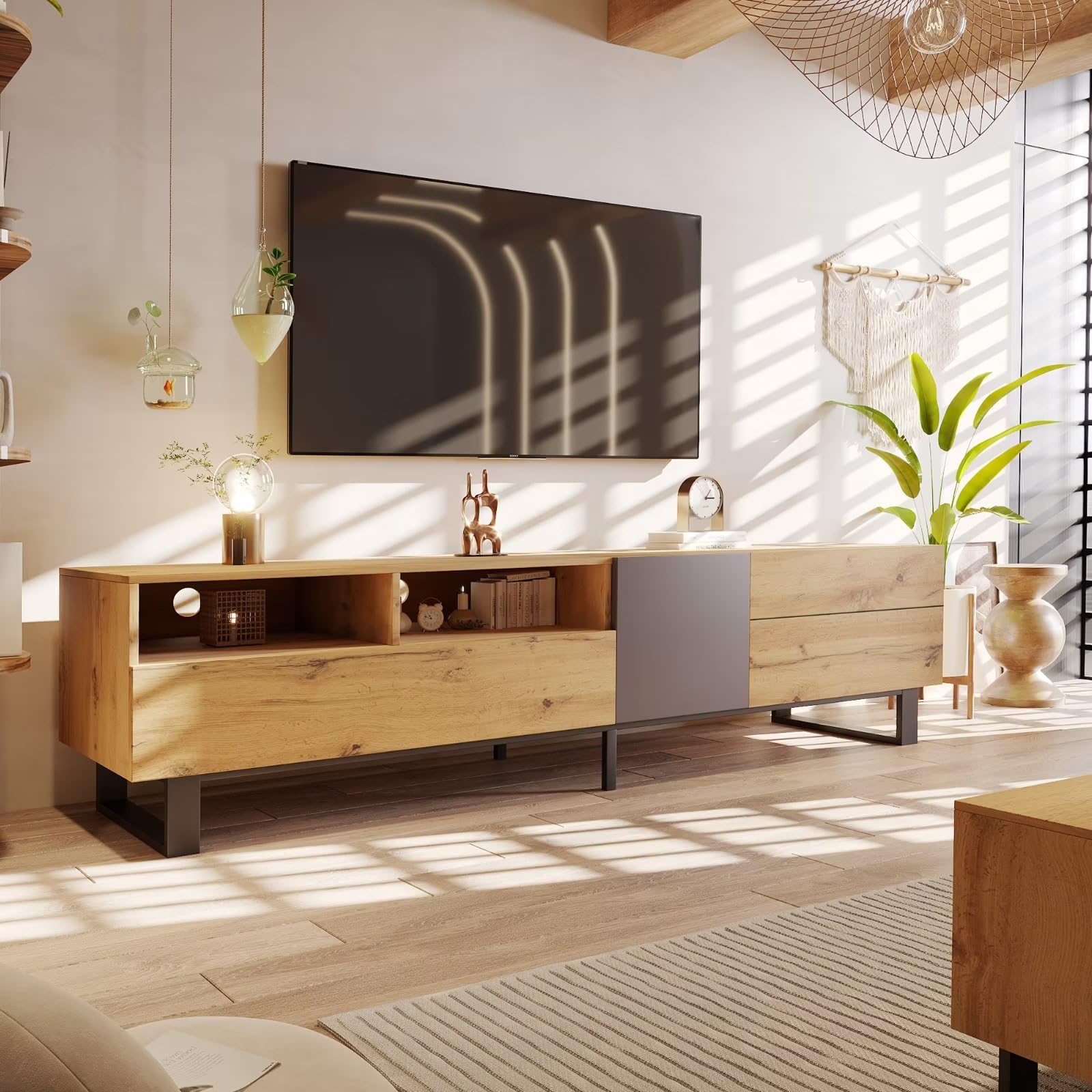 Dolamaní Mobile TV Legno Nero 175 cm 3 Ante MDF Soggiorno